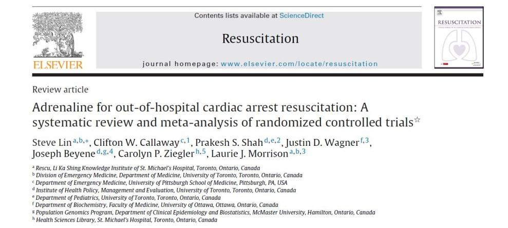 Resuscitation 2014;85:732-40 Does Epinephrine use have true benefits in CPR?