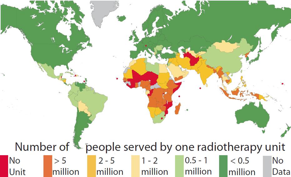 Radiotherapy is under-utilised around the world Source: IAEA Radiotherapy in cancer care 2017