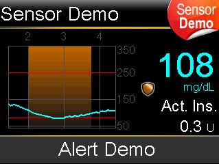 WARNING: Do not use Sensor Demo to make any decisions related to your therapy. Information seen in the Sensor Demo is not real data.
