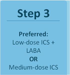 Step 4 Preferred: Medium dose ICS + LABA Alternative: Medium dose ICS + either LTRA, theophylline, or zileuton Step 5