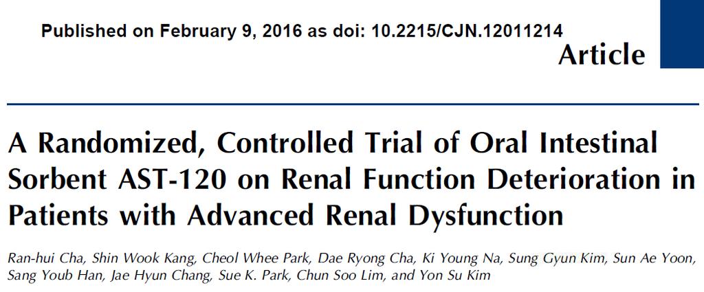 AST-120 DOES NOT IMPACT ON PROGRESSION OF CKD Cha