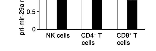 (b,c) Quantitative RT-PCR assay of mature (b) and primary (c) mir-29a mrna in NK
