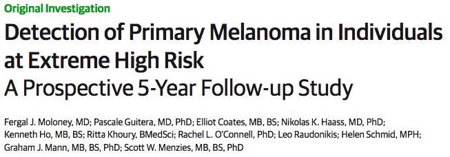 Use of dermoscopy, SDI, TBP together is complementary and effecbve in monitoring those at high-risk for melanoma JAMA Dermatology. 2014 311 pabents, median f/u 3.