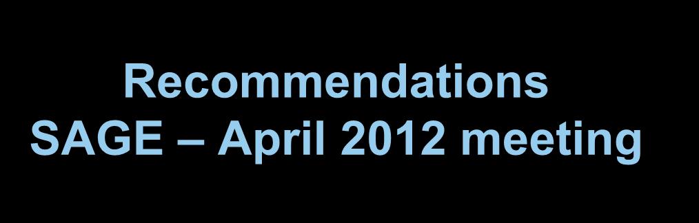 Recommendations SAGE April 2012 meeting By removing age restrictions, programmes will be able to immunize children who are currently excluded from the benefits of rotavirus vaccines and this is