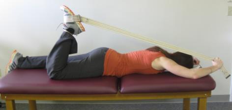 Hip Flexor Stretches: On your stomach (with a pillow under your hips if needed), place the end of a strap or belt around your foot and pull the strap while bending the knee until you feel a stretch