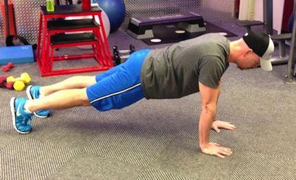 Workout B Close-grip Pushup Keep the abs braced and body in a straight line from toes/knees to shoulders. Place the hands on the floor inside shoulder-width apart.