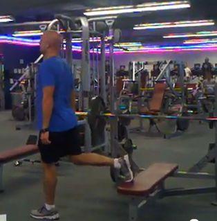 Workout C Bodyweight Bulgarian Split Squat 1-1/2 Rep Style Stand with your feet shoulder-width apart.