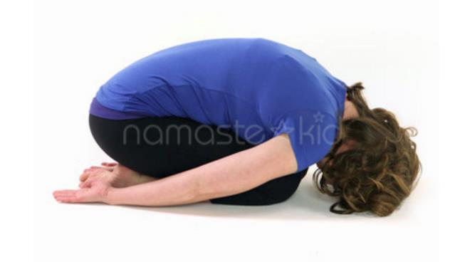 Child s Pose Benefits: stretches the hips, thighs, and ankles; calms the mind; relieves stress and fatigue 1. Kneel on the floor, touching your big toes together. 2.