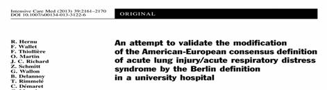 CONCLUSIONS: The present study did not validate the Berlin definition of ARDS.