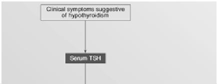 Lab Investigations of Hypothyroidism TSH, free T4 Ultrasound of thyroid little value Thyroid scintigraphy little value Anti thyroid antibodies anti-tpo S-CK, s-chol, s-trigliseride Normochromic or