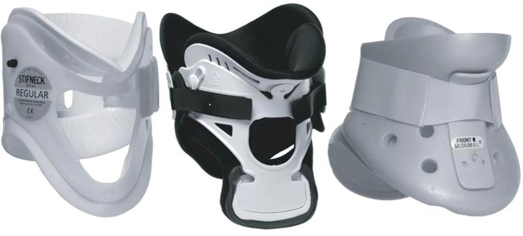 Mouth opening with cervical collars Fig 1 Types of semi-rigid collar used (left to right): Stifneck (Laerdal Medical Corp.
