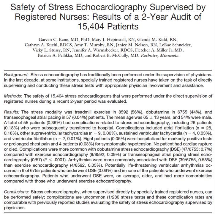 ExEcho n=8592 DSE n= 6755 P value Total n = 5349 Safety Overall Complication of Stress RateEchocardiography 8 (0.
