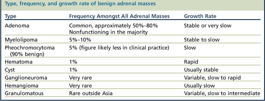 Differential Diagnosis of Benign Adrenal Masses From Boland GW.