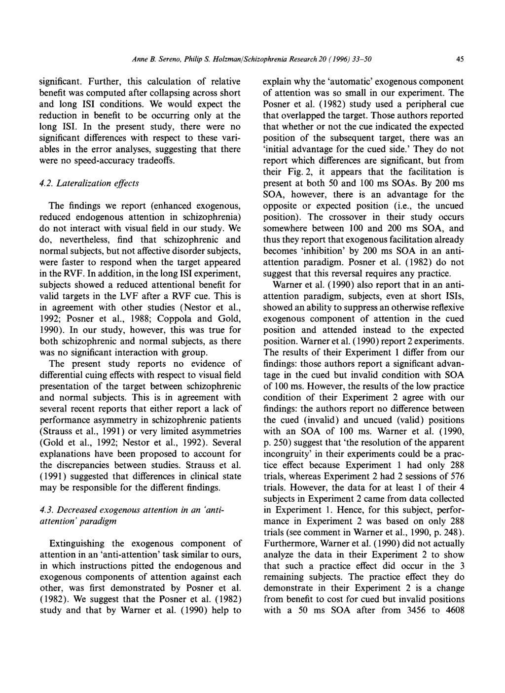 Anne B. Sereno, Philip S. Holzman/Schizophrenia Research 20 (1996) 33-50 45 significant.