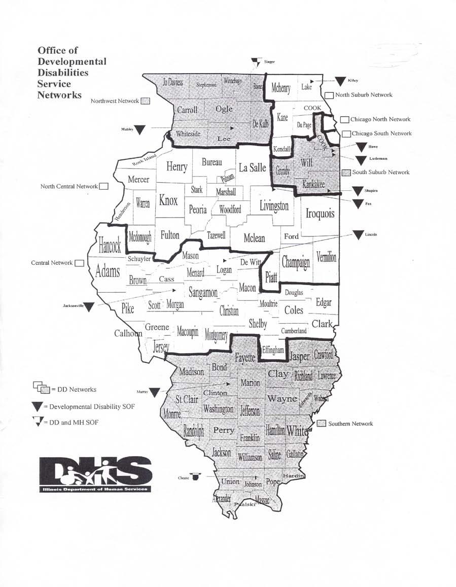 NETWORK MEETINGS The state of Illinois is split up into seven developmental disabilities networks.