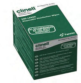 DISPOSABLE DISINFECTION WIPES DISPOSABLE DISINFECTION WIPES ALCOHOL 2% CHLORHEXIDINE FOR MEDICAL DEVICES & SKIN Each individual sachet of Clinell Alcoholic 2% Chlorhexidine wipe contains