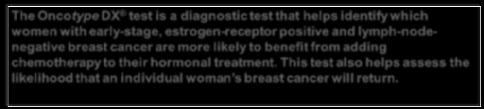 To help doctors figure out a woman s risk of early-stage, estrogen-receptor-positive breast cancer coming back (recurrence), as well as how likely she is to benefit from chemotherapy after breast