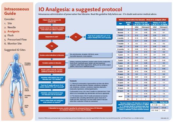 Comfort Suggested analgesia administration Responsive to pain? Flush the IO needle with up to 10 ml sodium chloride 0.