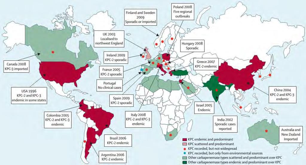 Global spread of KPC-producing bacteria