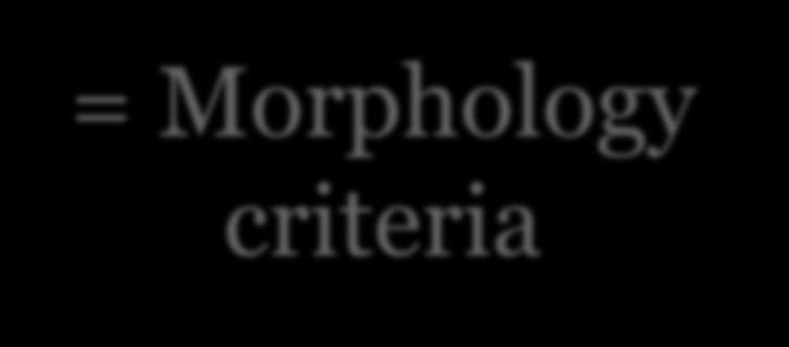 Chronic myeloproliferative neoplasm Criteria: Eosinophil count in PB 1500/µL = Morphology NO genetic rearrengement (BCR-ABL1 fusion gene or criteria