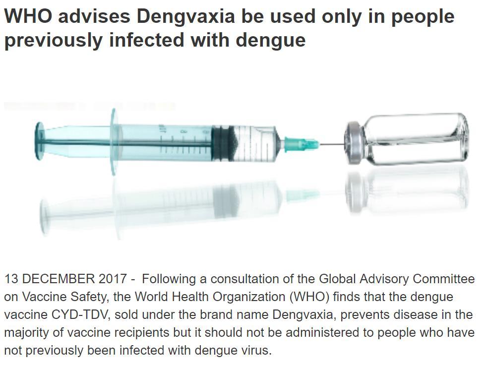 For countries considering vaccination as part of their dengue control program, a pre-vaccination