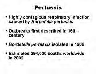 In the 20th century, pertussis was one of the most common childhood diseases and a major cause of childhood mortality in the United States.