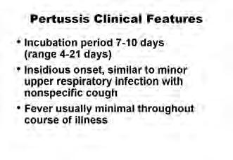 These products are responsible for the clinical features of pertussis disease, and an immune response to one or more produces immunity following infection. Immunity following B.