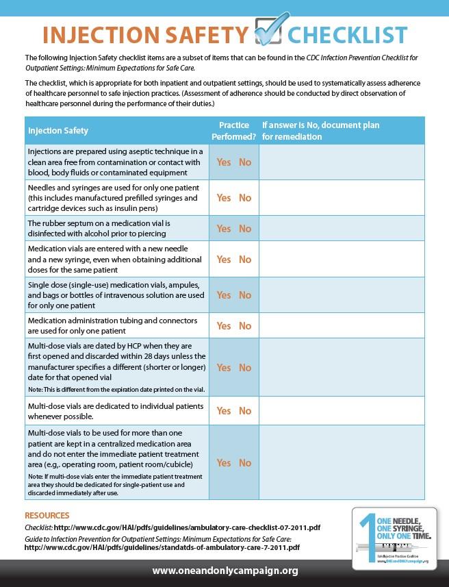 INJECTION SAFETY CHECKLIST