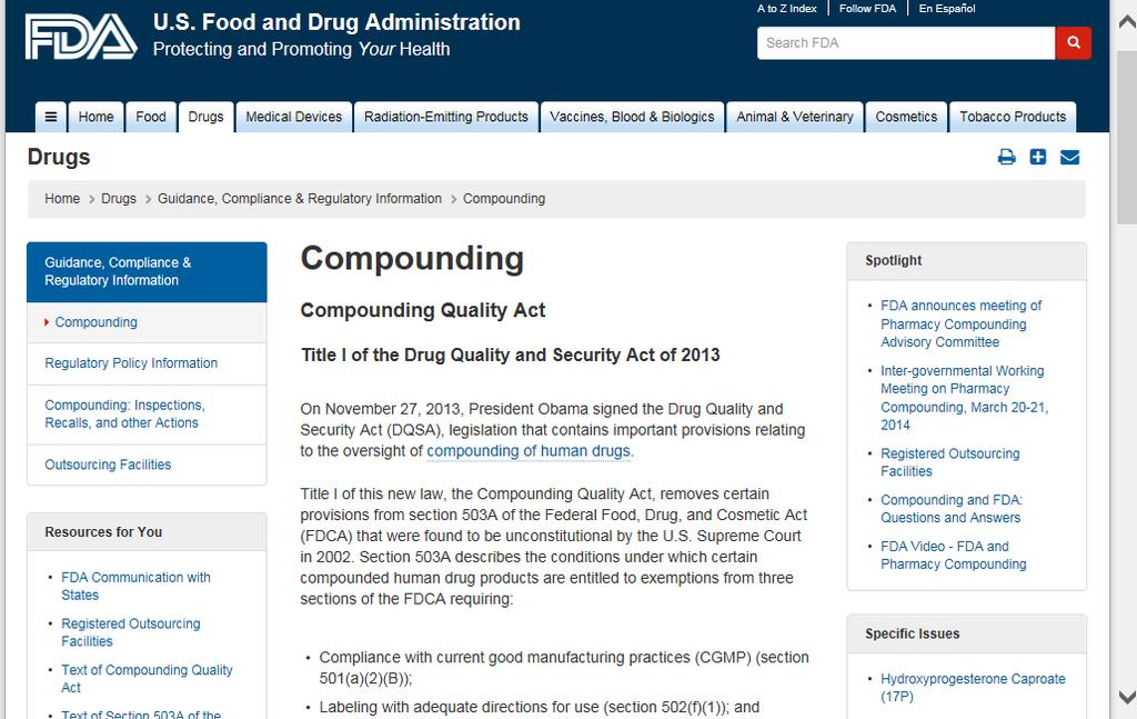 FDA s Compounding Website www.fda.