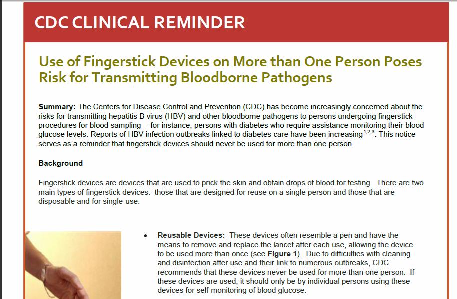 CDC Poster on Fingerstick Devices /www.cdc.