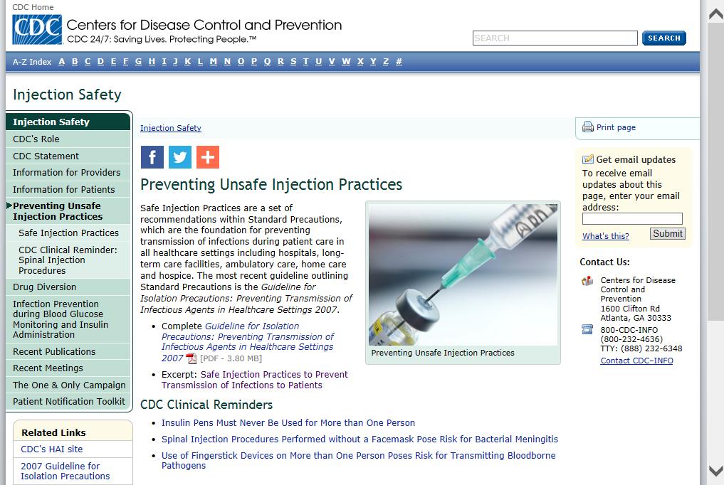 CDC Preventing Unsafe Injection Practices www.