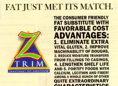 Z-TRIM p Zero-Energy Insoluble Fiber/Fat Replacer At daily recommended amount