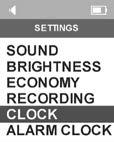 Clock Menu (time adjustment) 53 6 Select Settings section in Main Menu by using and navigation keys and confirm