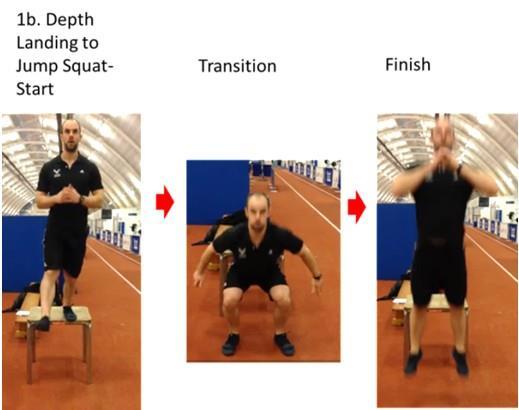 Suitcase Hold Rear Foot Elevated Split Squat with Double Pulse at Bottom (reps are for each side) 2b. Box Jump to Single Leg Landing (reps are for each side) 3a.