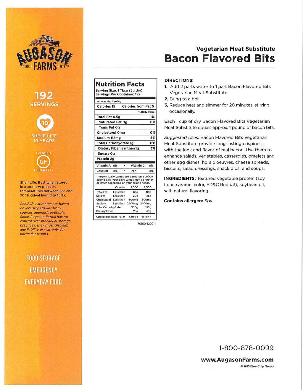 Vegetarian Meat Substitute Bacon Flavo ed Bits temperatures between 55 and Shelf life estimates are based sources deemed reputabl.