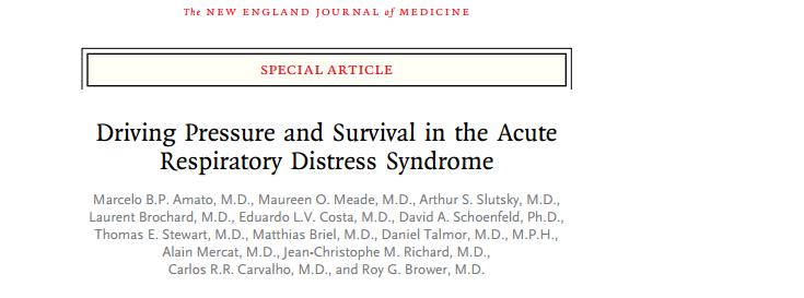 N Engl J Med 2015;372:747-55 Subjects: 336 patients with ARDS Primary Outcome: survival in the hospital at 60 days Secondary Outcome: varying variables such as VT, PEEP, and plateau pressures