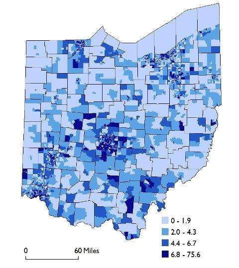 Ohio Same-sex Households Same-sex couples per 1,000 households by census tract
