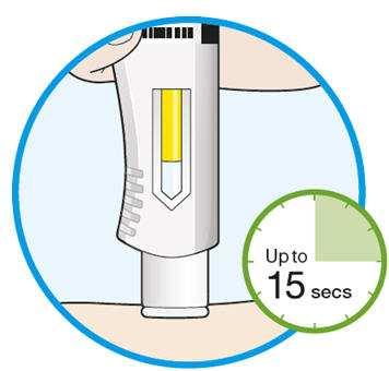 an injection 1. Twist or pull off the orange cap. Do not remove the orange cap until you are ready to inject. Do not touch the yellow needle cover.