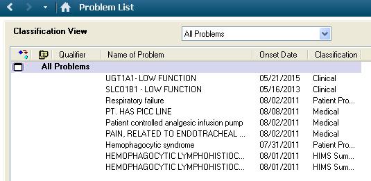 Problem List Entry If the interpreted phenotype is considered high-risk, a problem list entry is entered into the health