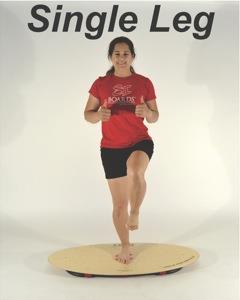 One foot stance on board Balance control on