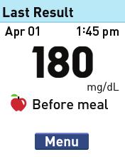 Attaching tags to your blood glucose results 3 To add a tag highlight Before meal or After meal and press.