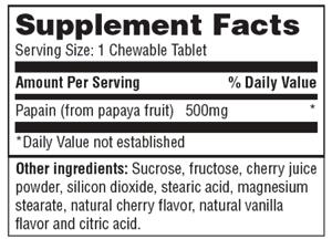 PAPAYA CHEWABLE Product Name: Papaya Chewable Product Numbers: VNV484 Product Count: 90/CT Product Form: Tablets Sizes Available: 90 Tabs Our Papaya Enzyme Chewable provides digestive enzyme support