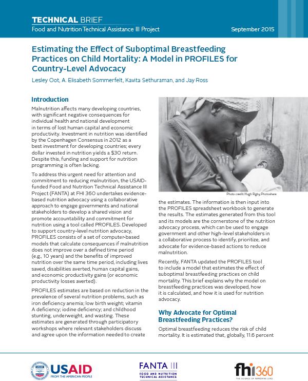 Estimating the Effect of Suboptimal Breastfeeding Practices on