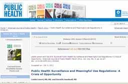 plans Public Health Surveillance and Meaningful Use Regulations: A Crisis of