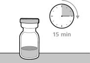 Get ready: Before use, allow the vial(s) to reach room temperature for about 15 minutes on a clean flat surface away from direct sunlight. Do not try to warm the vial by any other way.
