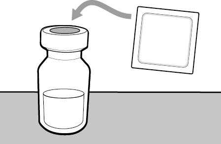 Throw away the vial cap(s) into the sharps disposal container. Step 2.