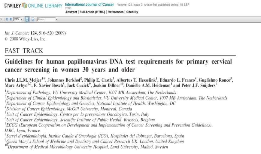 Validation and quality control of the HPV DNA tests