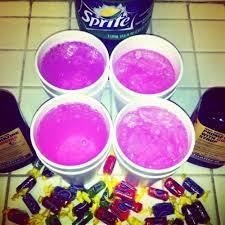 Purple Drank Also called sizzurp, Lean and dirty sprite Codeine cough syrup Mixed with soda and candy High