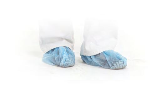 Protection against cross contamination. Single-use, disposable and latex free. Available in sky blue. Sewn seams provide increased tear strength. Elastic opening for easy on-and-off convenience.