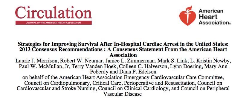 In-Hospital Consensus Recommendations May 2013 According to the GWTG database,